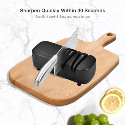 Professional Knife Sharpener Tool, Electric Knife Sharpener for Home, 2-Stages Scissors Knives Quick Sharpening & Polishing for Kitchen, Black 5