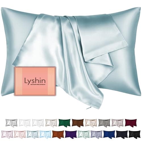 Mulberry Silk Pillow Cases Standard Size with Hidden Zipper, Ultra Smooth and Soft Breathable Cooling Silk Satin Pillowcase for Hair and Skin, Gifts for Women Men (Haze Blue, 20x26 Inches, 1 Pack)