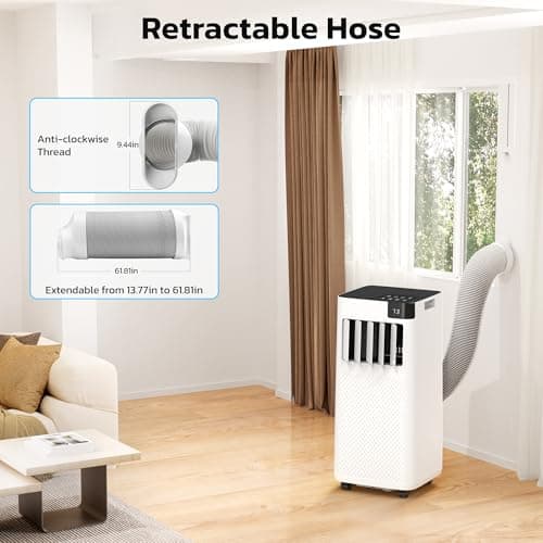 ZAFRO 10,000 BTU Portable Air Conditioners, 4 Modes Portable AC Unit with Fast Cooling/Energy Efficient/Remote/24Hrs Timer for Bedroom/Dorms/Indoor Rooms, White 3