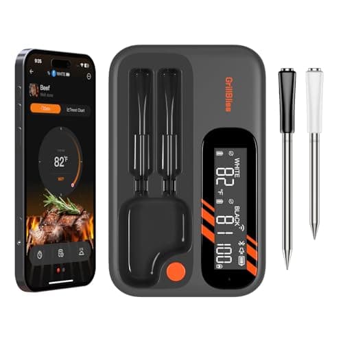 Wireless Meat Thermometer - 5G Wi-Fi and 5.4 Bluetooth Meat Thermometer Digital Wireless for Grilling and Smoking with IP67 Dual Probes and Backlight LCD Display for BBQ, Smoker, Oven, Grill