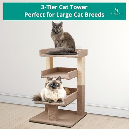 Nala Large Cat Tree Tower with 3 Spacious Platforms, Heavy-Duty Multi-Cat Condo with Sisal Scratching Posts, Stable Anti-Tip Design for Indoor Cats up to 20 lbs 7