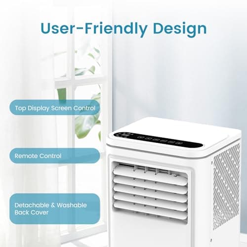 COWSAR 8000 BTU Portable Air Conditioners, Portable AC Cool up to 350 Sq.Ft, 4 Modes Room Air Conditioner with Remote/LED Display/24Hrs Timer/360° Wheels/Installation Kits, Ideal for Home/Office 5