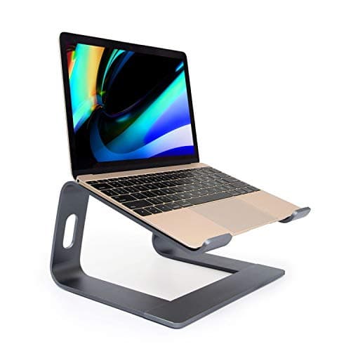 MacBook Pro/Air HP Lenovo Samsung Huawei Laptop Riser: Gray Aluminum Ergonomic Mount for 10-17.3' Laptops