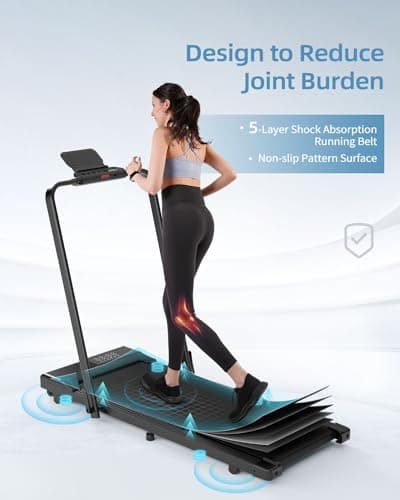 Superun Walking Pad Treadmill with Handle Bar, 300 LBS Capacity Treadmills for Home, 3.0HP Portable Under Desk Treadmill for Home Office with LED Display Remote APP Control 4