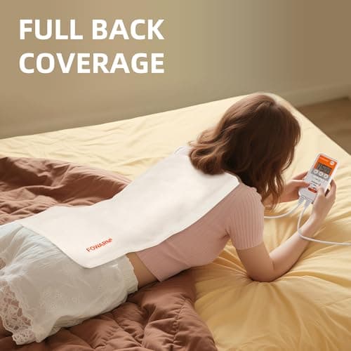 FOWARM Moist Heat Heating Pad for Back, Neck, Shoulder and Period Cramps, Weighted Electric Heating Pad for Deep Pain Relief, Auto Shut Off, Washable Removable Soft Cover, Large 11.8"x26" 5