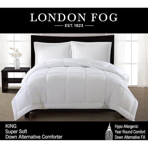 London Fog Super Soft White Polyester 1-Piece King Comforter, Solid Color, 100% Polyester, for Men and Women, OEKO-TEX Certified Confidence 5