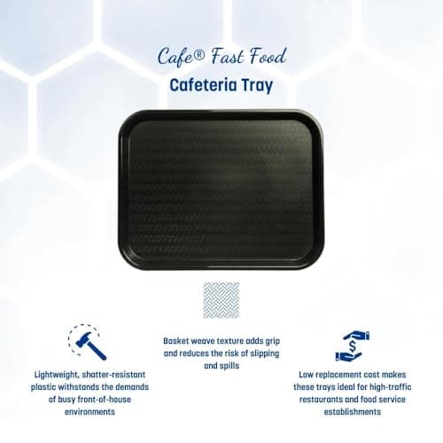 Carlisle FoodService Products Fast Food Cafeteria Tray 14" x 18", Durable Polypropylene with Slip-Resistant Surface, Stackable for Cafes and Schools, BPA-Free, Black 7