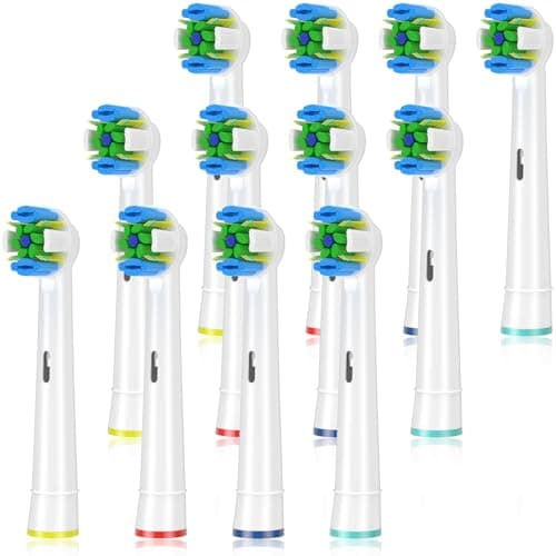 Schallcare Replacement Brush Heads Compatible with Oral B Braun Electric Toothbrush - Floss Toothbrush Head Fits for Oral B Pro 1000 Genius Smart Series (12 Pack)