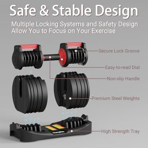 Adjustable Dumbbells 52.5 lbs, 15 in 1 Weights Adjustable Dumbbell Set, Fast Adjust Weight Dumbbell for Full Body Exercise Training Fitness Workout in Home Gym 5