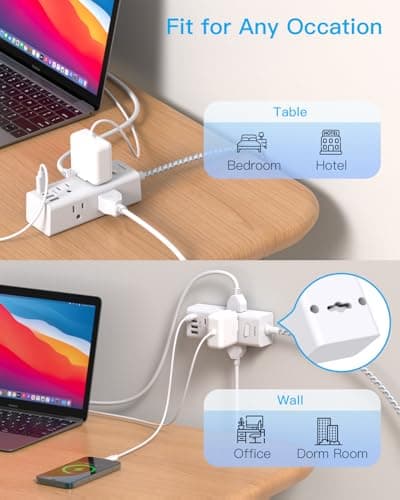 Power Strip Surge Protector - One Beat 6 Widely Outlets with 4 USB Ports (2 USB C), 5 Ft Extension Cord Flat Plug, Wall Mount Outlet Extender Small Power Strip for Travel Home Office College Dorm Room 6