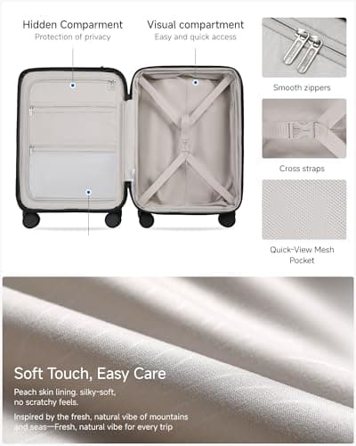 Carry On Luggage 22x14x9 Airline Approved, FLO5 Expandable Polycarbonate Suitcase with Front Pocket (FX-Core, Black, 20 Inch) 7