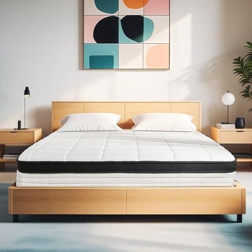 KUDSQ Queen Size Mattress, 10 Inch Queen Mattress in a Box with Memory Foam and Pocket Spring for Pressure Relief & Comfort Sleep, Medium Firm Feel, Fiberglass Free Bed in a Box/CertiPUR-US