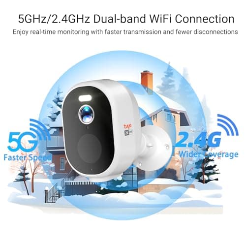 Rraycom 4PC 2.4G/5GHz WiFi Security Cameras Wireless Outdoor - 2K Battery Powered Camera for Home Security,Color Night Vision, AI Motion Detection,2-Way Talk,Waterproof,Works w/Alexa,Cloud/SD Storage 7