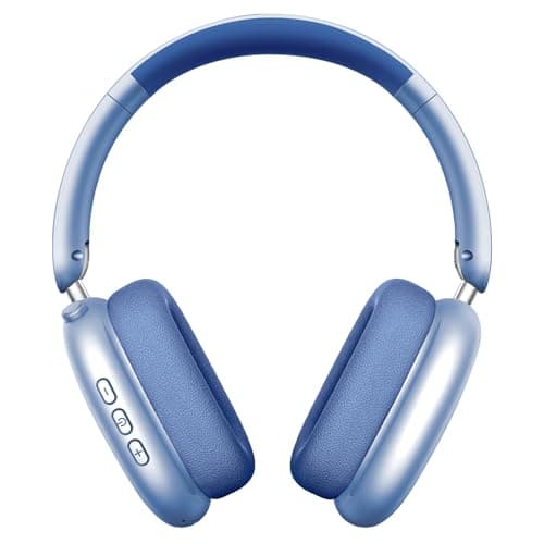 Wentronic Y01 Wireless Over Ear Headphones, Noise Canceling Bluetooth 5.3 Headphones with Microphones,Hi-Res Audio,48H Playtime,Foldable,Breathable Soft Earpads for iOS/Android/Samsung/PC-Blue