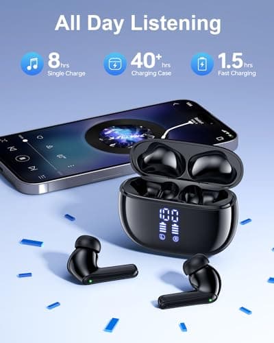 HUIFU Wireless Earbuds, Bluetooth Headphones with LED Display Charging Case 5