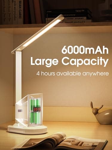 LEDLAY Foldable LED Desk Lamp for Home Office, 3 Color Modes & 4-Level Brightness, Rechargeable USB-C Study Light, Space-Saving Portable Desk Lamp for Reading, Dorm, Bedroom (White) 5