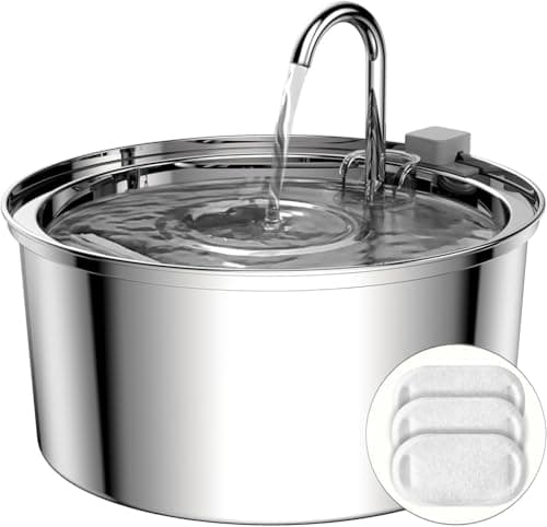 Cat Water Fountain Stainless Steel - 108oz/3.2L Large Capacity Cat Fountain for Drinking, Ultra Quiet Metal Pet Water Fountain for Cats, Small Dogs, Multiple Pets