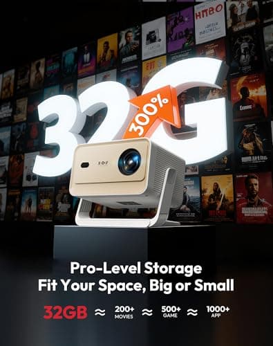 【Compatible with Netflix & Auto Focus】Xgody Gimbal N6 PRO 700 ANSI Native 1080P Smart Projector with WiFi 6 and Bluetooth, 4D Auto Keystone & Voice Controll Portable 4K Support FHD Home Projector 8