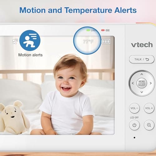 VTech 7" Baby Monitor with IPS Screen, Pan Tilt Zoom Camera, No WiFi Video Baby Monitor with Camera and Audio, Multi-Color Night Light, 2-Way Talk, Lullabies, Advanced HQ Max 8