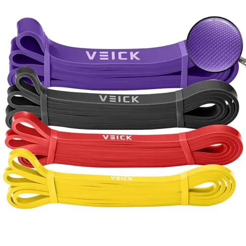 VEICK Resistance Bands for Working Out, Rubber Exercise Band Set for Men Women, Heavy Full Body Elastic Workout Bands Equipment for Home Fitness Gym, 4 PCS