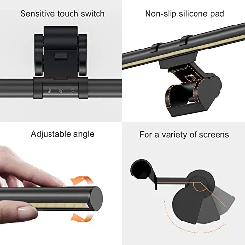 Colorpanda Monitor Light Bar, Fit for Curved/Flat Monitor, Eye-Care USB Reading LED Task Lamp with Touch Control, No Screen Glare Dimmable Desk Lamp Computer Monitor Light Bar for Screen Home Office 5