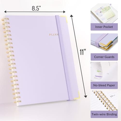 2026 Planner, Forvencer Calendar Planner Weekly and Monthly, Jan 2026-Dec 2026, 8.5" X 11", Hardcover Agenda Book, Daily Journal Organizer with Inner Pocket, Notebook for Office School, A4, Purple 5