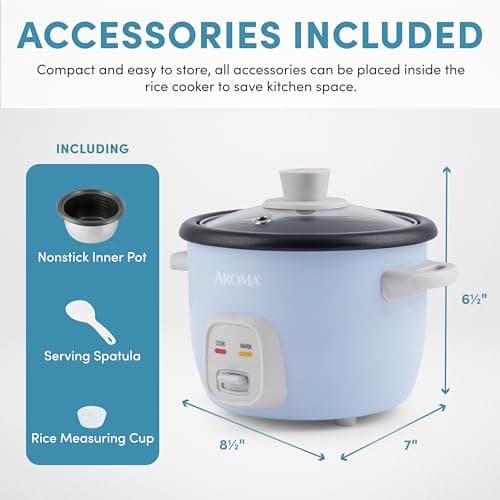 Aroma Housewares 4-Cups (Cooked) / 1Qt. Rice & Grain Cooker (ARC-302NGBL), Blue 5