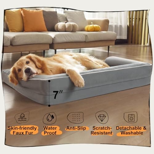 Large Dog Bed Orthopedic Washable - Beds Bolster - Medium XL XLarge Big Dogs - Memory Foam Couch Sofa - Waterproof with Removable Cover 6