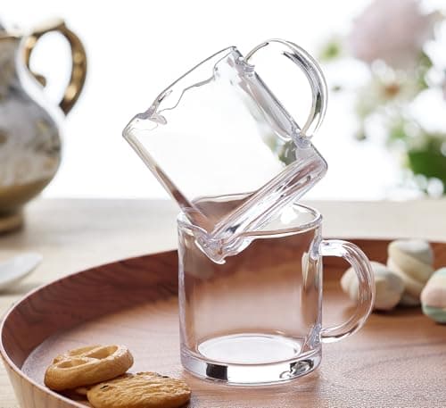 Ackers Clear Espresso Cups Set of 2,4 OZ Double Spouts Cups,Milk Cup with Handle, Espresso Accessories for Machine, Small 8