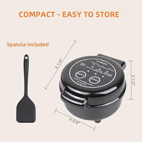 Hyvance Smart Fried Egg Cooker, Automatic Fried Egg Maker for 6 Features like Sunny Side Up, Over Easy, Fully Cooked & More. Auto Power Off, Alarm, Round Shape, Non Stick Coating (Black) 7