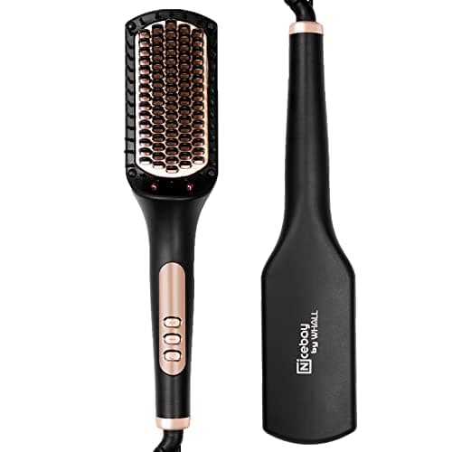 Nicebay Hair Straightener, Negative Ion Hair Brush for Women, Anti-Scald & Auto-Off Feature, Fast Heating & 6 Temp Settings