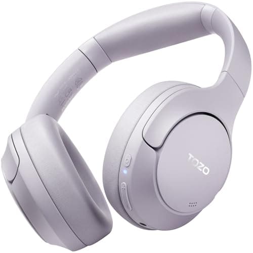 TOZO Hybrid Active Noise Cancelling Headphones, Wireless Over Ear Bluetooth Headset, 60H Playtime, Hi-Res Audio Custom EQ via App Deep Bass Comfort Fit Ear Cups, for Home Office Travel Purple