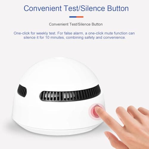 10-Year Battery Smoke Detector for Home | 85dB Fire Alarm, Military-Grade Photoelectric Sensor Reduces 70% False Alarms | CE/UL Globally Certified | Easy Install (Adhesive/Screws) (1) 6