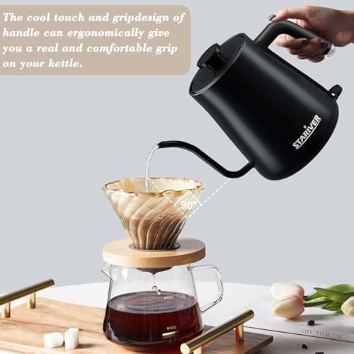Stariver Electric Kettle Gooseneck Kettle, 1.2L Water Kettle, BPA-Free, Pour Over Tea Pot Stainless Steel for Coffee & Tea with Fast Heating, Auto-Shut Off and Boil-Dry Protection Tech, Dark Blue 6