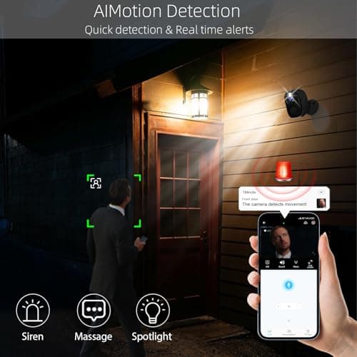 4PCs 2K Security Camera Wireless Outdoor, Surveillance Indoor Home Camera, Battery Powered WiFi Security Cameras with Color Night Vision, AI Motion Detection, 2-Way Audio, IP65, SD/Cloud, Works Alexa 4