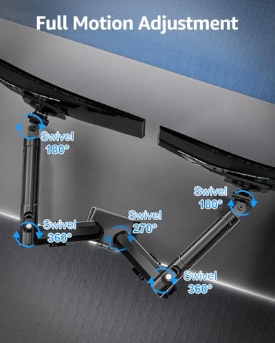 Dual Monitor Arm for 17-32 Inch Computer Screens, 22lbs per Arm, Full Motion Monitor Desk Mounts for 2 Monitors, Gas Spring Desk Mount, VESA Mount, Freelift Pro 6