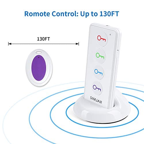 Key Finder with Extra 4 Long Chains, Simjar Wireless Remote Control RF Key Finder Locator for Keys Wallet Phone Glasses Luggage Pet Tracker, White 7