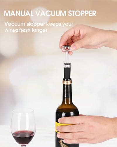 Moriank Electric Wine Opener Set with Stand, Wine Gift Set with Rechargeable Wine Opener, Wine Aerator, Vacuum Stoppers and Foil Cutter, 6-in-1 Wine Bottle Opener Set for Home Party Bar Outdoor Gift 7