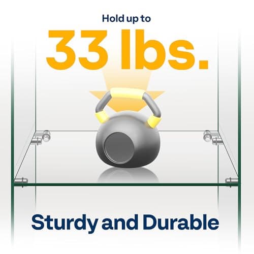 VIVOHOME 3 Layers 16''W x 16''D x 33''H Glass Display Cabinet Showcase Countertop with Lock, 4mm Tempered Glass 25mm MDF Base 6