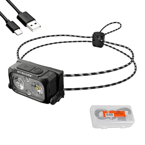 Nitecore NU25 400 UL Ultra Lightweight Headlamp, 400 Lumen USB Rechargeable with Lumentac Organizer for Back Packing, Camping and Running (Black)