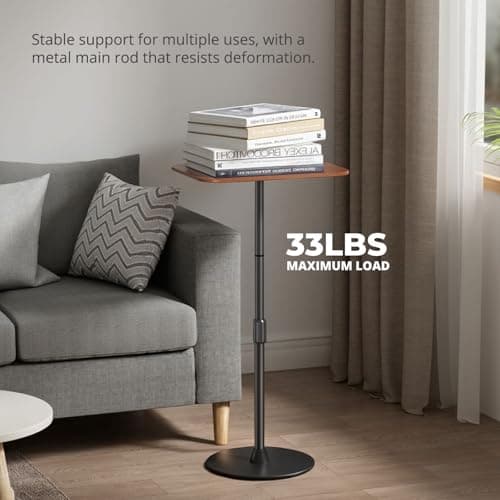 Adjustable Laptop Floor Stand & Portable Standing Desk - Height Adjustable Mobile Table up to 37.8", Bedside Laptop Table, Sofa Desk with Sturdy Metal Base & Wooden Top 5