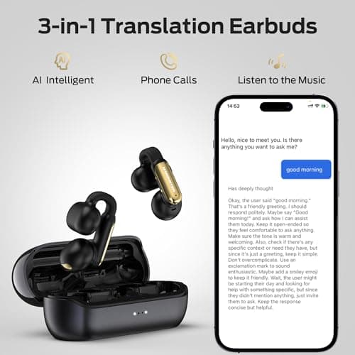 Monster AI Translation Earbuds Open AC601, 3-in-1 Translator Wireless Earphones, Bluetooth 6.0 Open Earbuds with 115 Languages Translation, Real-Time AI & Touch Control Wireless Headphone (Black) 5