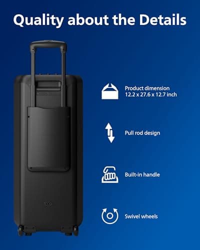 Philips X5206 bluetooth party speaker, portable with wheels, exciting light show, karaoke machine with microphone and Guitar Input, powerful bass & subwoofer, long playtime, perfect for outdoor events 9