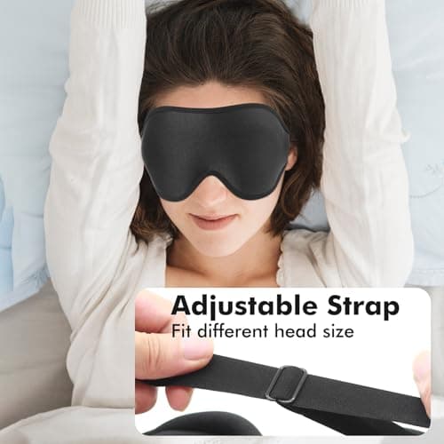 Weighted Eye Mask for Sleeping, 3D Contoured Sleep Mask Blackout with Adjustable Strap, Lash Extensions Sleeping Mask for Travel, Eye Cover Blindfold for Men Women (Black, 4.6oz) 6