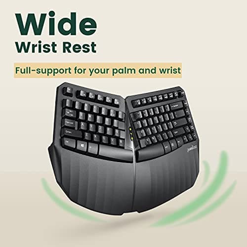 Perixx PERIBOARD-613B Compact Wireless Ergonomic Split Keyboard with Dual 2.4G and Bluetooth Mode - Compatible with Windows 10 and Mac OS X System - Black - US English (11804) 7