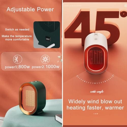 electric space heaters for indoor use: plug in portable small room personal heater with fan for bedroom bathroom | 1200 watt mini heater for office under desk table quiet handy 300 sq ft air heat 5