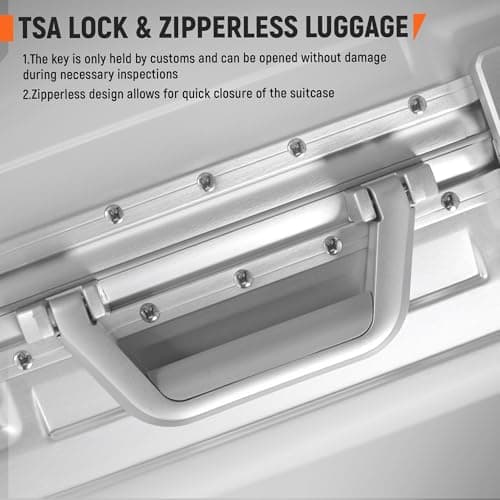 UrbanExplorer All Aluminum Carry On Luggage 22x14x9 Airline Approved Heavy Duty Hard Shell Suitcases Zipperless Suitcase with TSA Lock, Sliver, 20 Inch 9