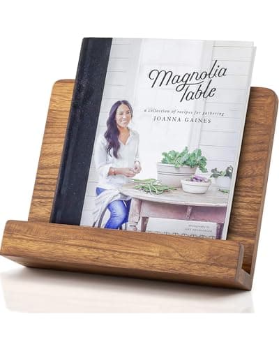 Beautiful Cookbook Stand for Your Kitchen Counter - Solid Wood Stand Easily Keeps Cook or Recipe Books Open for Convenient Cooking - Perfectly Fits Your iPad/Tablet and Enhances Any Kitchen Decor