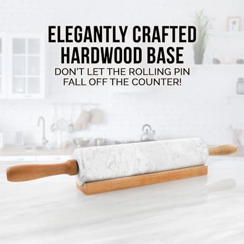 Zulay Kitchen 17-Inch Marble Rolling Pin With Stand - Polished Marble Rolling Pins For Baking With Long Beechwood Handle - Non-stick Roller Pin For Baking Pastries, Bread & Pizza 6