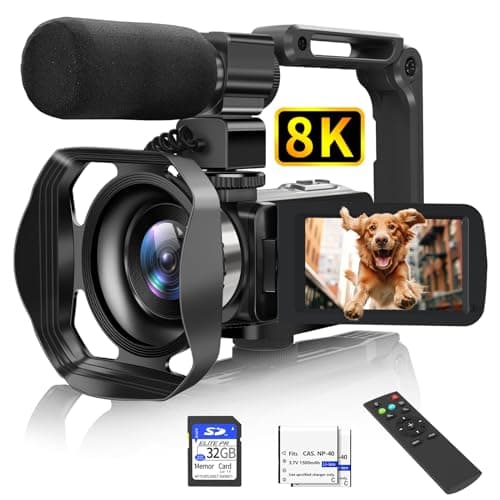 Video Camera, 8K 48MP Camcorder with IR Night Vision, WiFi Vlogging Camera Recorder for YouTube 3" Touch Screen, 18X Digital Zoom, with Fill Light, Mic, Stabilizer, Lens Hood, Remote and 2 Batteries